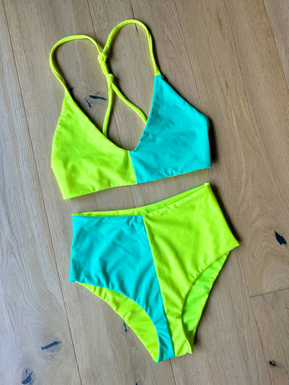 Neon Yellow x Turquoise Mid Rise S